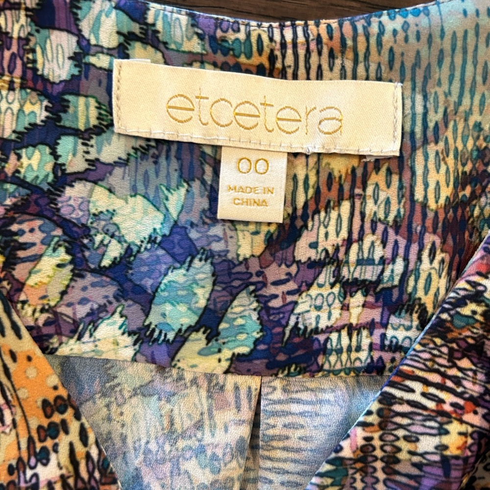 Etcetera Women’s Multi Color Patterned Blouse Sil… - image 3